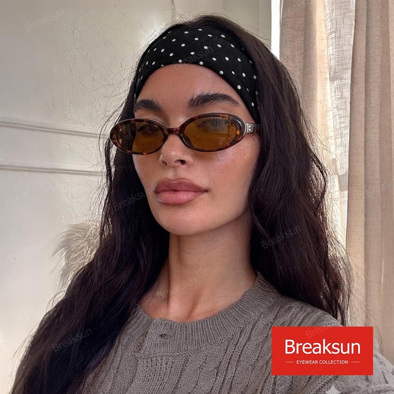 Breaksun Retro Oval Sunglasses for Women Men Fashion Small Oval Sunglasses 90s Vintage Shades - Image 2