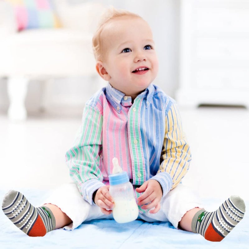 Tphon Non Slip Kids Toddler Socks with Grippers Baby 12 Pairs Anti Skid Socks for Boys Girls for 6-12 Months Children - Image 2