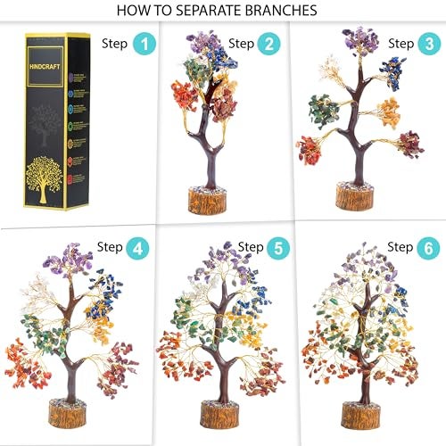 HindCraft Seven Chakra Feng Shui Tree | Home & Office Decor Gift | Spiritual Energy & Healing Crystal Tree for Living Room, Hall & Table Décor | Gift for Men & Women – Housewarming & Marriage Gifts - Image 4