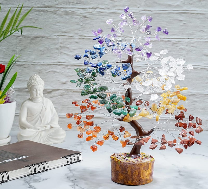HindCraft Seven Chakra Feng Shui Tree | Home & Office Decor Gift | Spiritual Energy & Healing Crystal Tree for Living Room, Hall & Table Décor | Gift for Men & Women – Housewarming & Marriage Gifts - Image 2