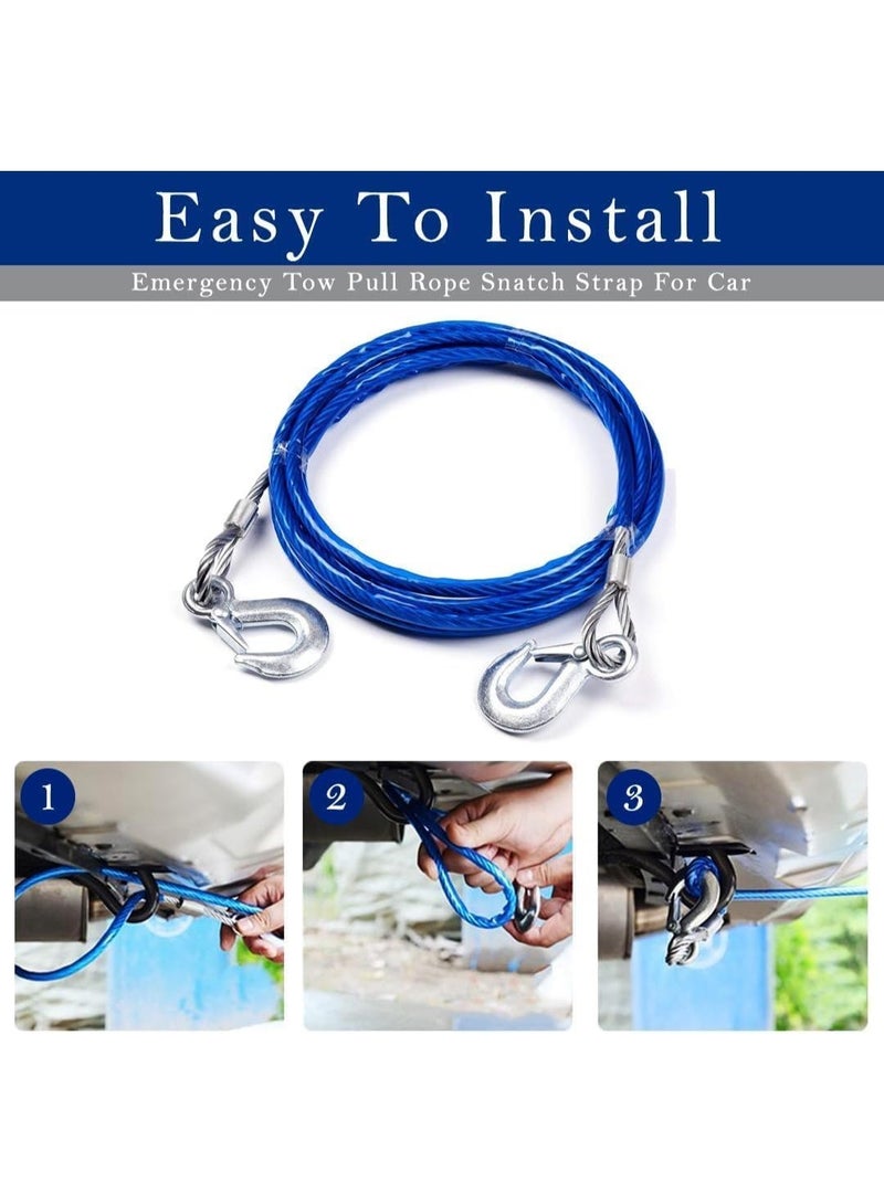 Car tow rope – metal wire with sturdy hook – 4 meters – can hold up to 3 tons for emergencies - Image 3