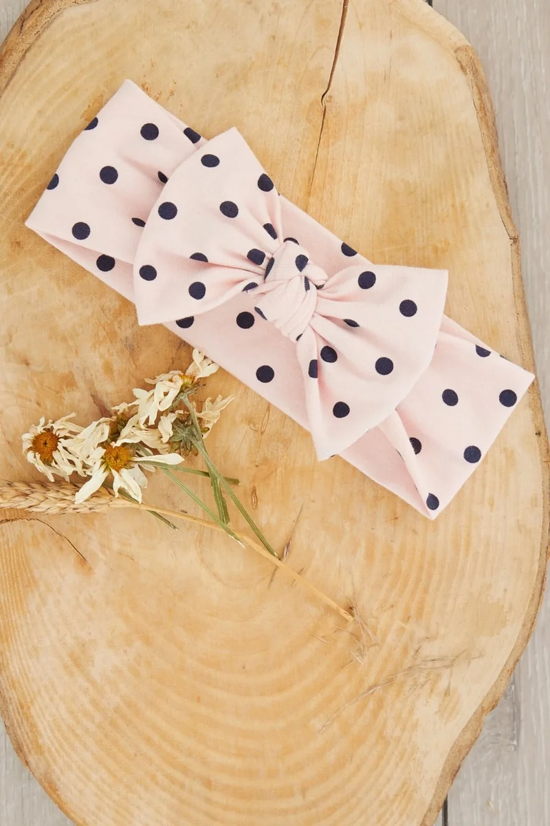 Babygiz Powder Black Polka Dot Handmade Soft Bow Tied Natural Cotton Combed Cotton Baby Kids Girls Bandana Best Of Series