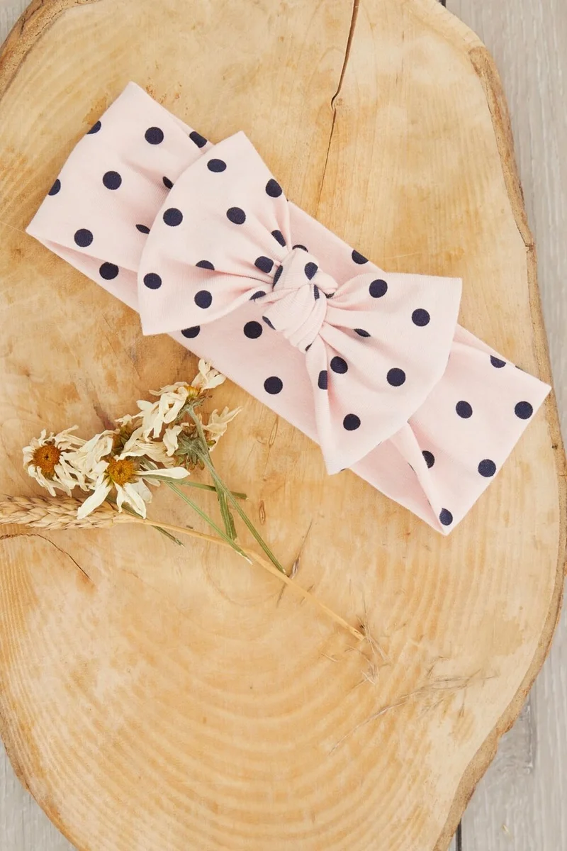 Babygiz Powder Black Polka Dot Handmade Soft Bow Tied Natural Cotton Combed Cotton Baby Kids Girls Bandana Best Of Series