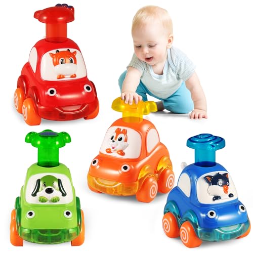 ALASOU 4 PCS Animal Car Toys for 1 Year Old Boy GirlBaby Toys 1 Year Old Boy Gifts for Toddlers 13Vehicle Toy Set for Toddler Toys 121st Birthday Gift for Infant 12 18 Months - Image 1