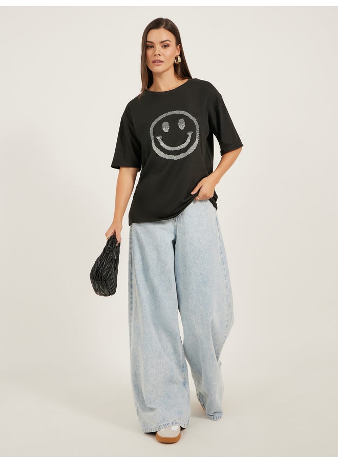 Styli Styli Oversized Graphic Print Short Sleeve T-Shirt  - Image 2