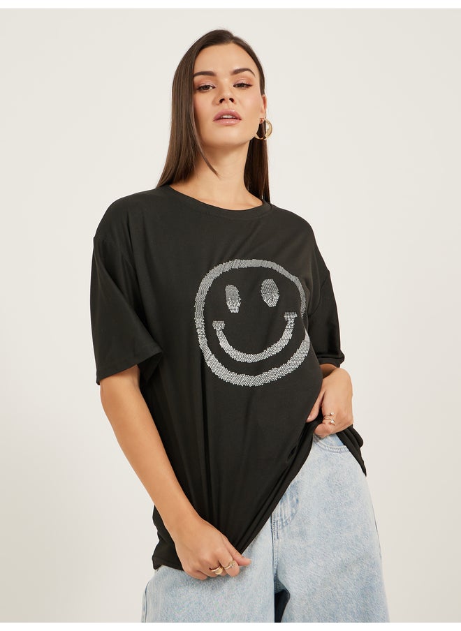 Styli Styli Oversized Graphic Print Short Sleeve T-Shirt  - Image 3