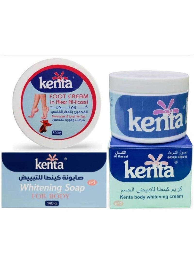 Kenta Whitening & Moisturizing Set – Foot Cream 300g + Body Whitening Cream 30 g + Whitening Soap 140g