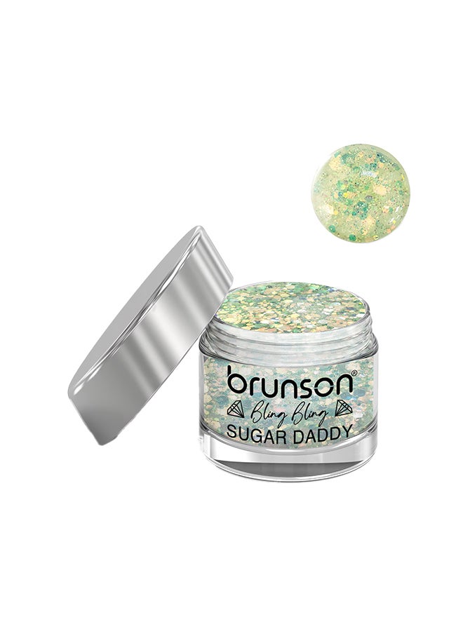 brunson Acrylic Nail Powder DIP And Buff System, Sugar Daddy Glittered 30ml BSU008