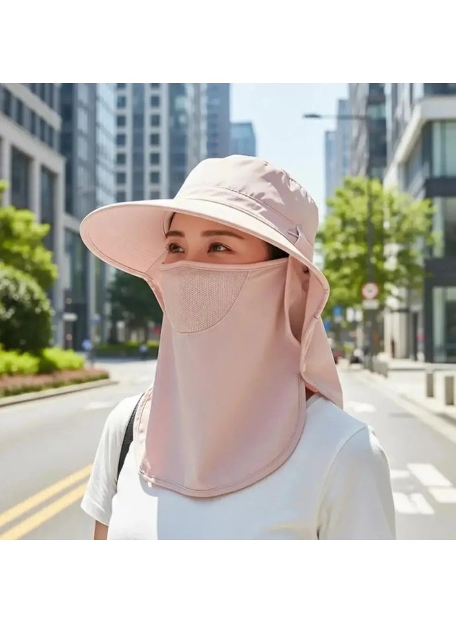 Women's UV Protection Sun Hat with Face Cover & Neck Flap, Breathable Wide Brim Cap for Outdoor Activities - Image 2