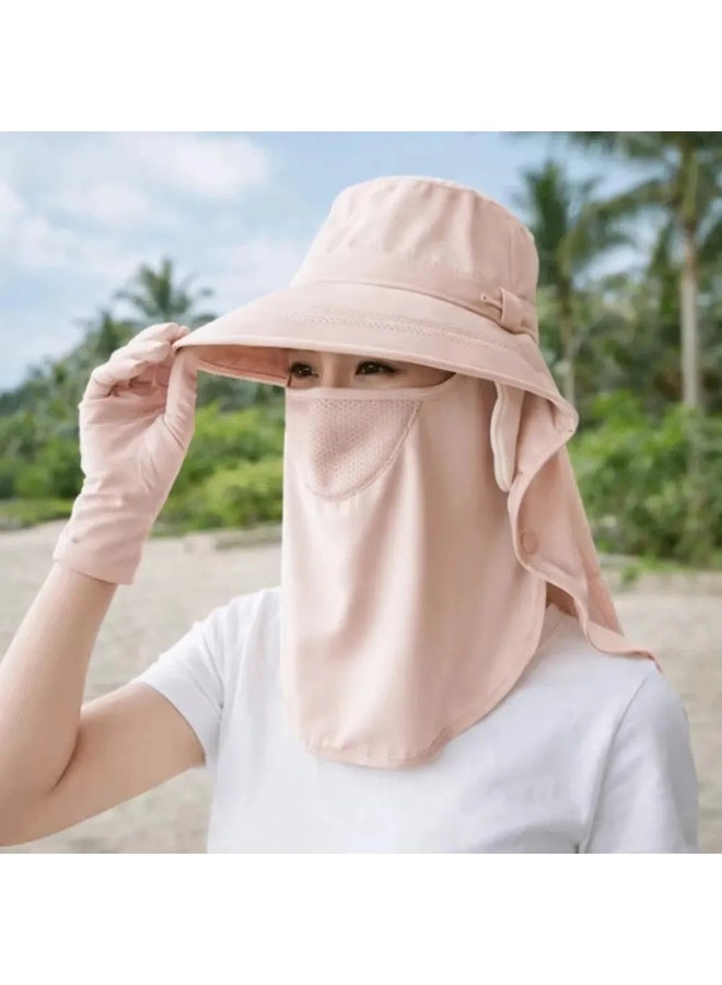 Women's UV Protection Sun Hat with Face Cover & Neck Flap, Breathable Wide Brim Cap for Outdoor Activities - Image 1