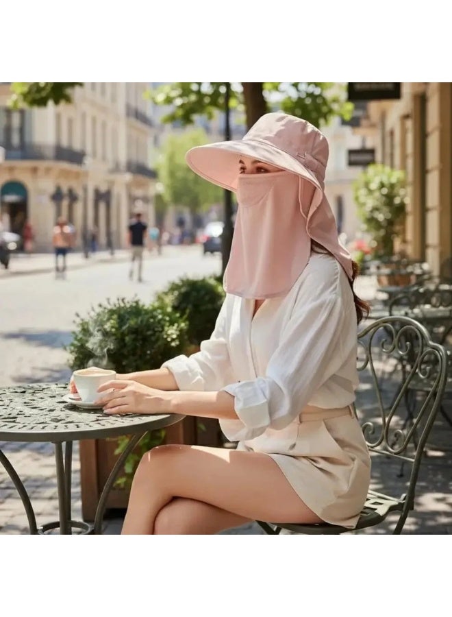 Women's UV Protection Sun Hat with Face Cover & Neck Flap, Breathable Wide Brim Cap for Outdoor Activities - Image 4