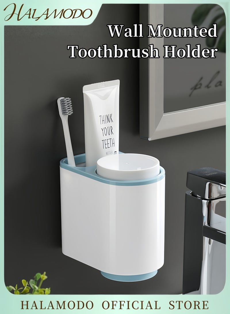 هالامودو حامل فرشاة أسنان مثبت على الحائط أزرق/أبيض 15 × 8.50 × 13 سم - Image 1