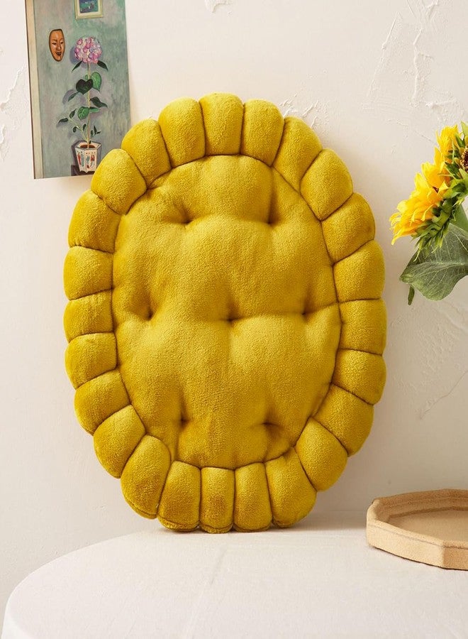 vctops Round Chair Pad Seat Cushion Solid Velvet Color Seat Pad Indoor Floor Cushion Super Soft Warm Chair Cushion Pad for Home Kitchen Dining Room Office (Yellow,16") - Image 1