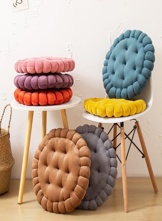vctops Round Chair Pad Seat Cushion Solid Velvet Color Seat Pad Indoor Floor Cushion Super Soft Warm Chair Cushion Pad for Home Kitchen Dining Room Office (Yellow,16") - Image 2