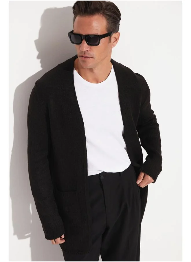 JUNE June Pocket Detailed Cardigan Black