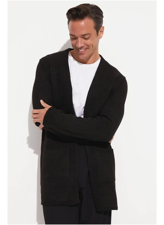 JUNE June Pocket Detailed Cardigan Black