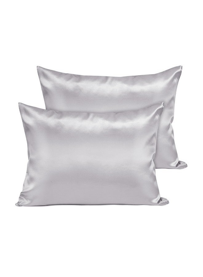 Fittia Toddler Pillowcase 13 X 18 With Zipper，Kids Small Baby Pillow Cases Cover Silky Travel Satin Pillowcases For Boys And Girls Silvergrey - Image 1