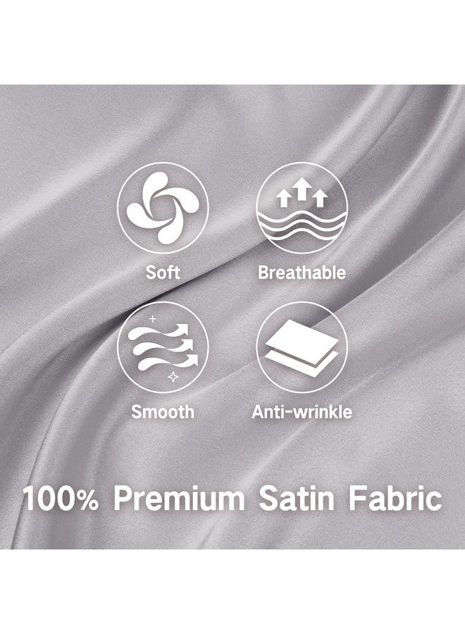 Fittia Toddler Pillowcase 13 X 18 With Zipper，Kids Small Baby Pillow Cases Cover Silky Travel Satin Pillowcases For Boys And Girls Silvergrey - Image 2