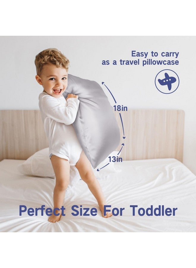 Fittia Toddler Pillowcase 13 X 18 With Zipper，Kids Small Baby Pillow Cases Cover Silky Travel Satin Pillowcases For Boys And Girls Silvergrey - Image 4