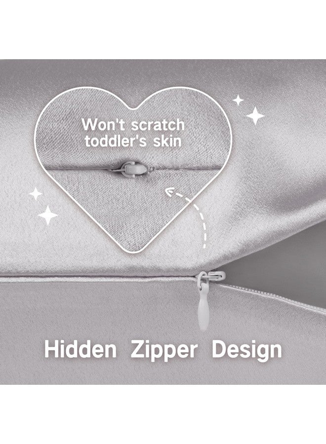 Fittia Toddler Pillowcase 13 X 18 With Zipper，Kids Small Baby Pillow Cases Cover Silky Travel Satin Pillowcases For Boys And Girls Silvergrey - Image 5