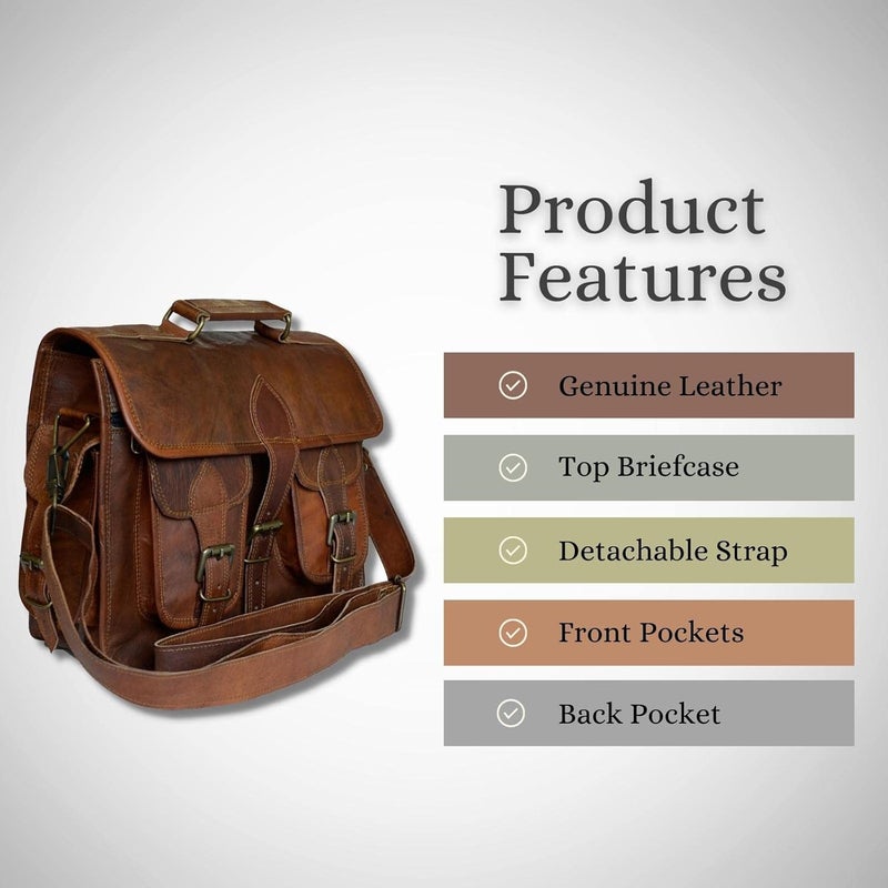 Madosh Genuine Leather Mens Crossbody Bag Photograhers DSLR Camera Lens Case Shoulder Briefcase - Image 4