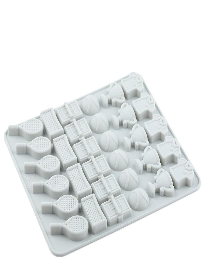 YIMINGMOLD قوالب حلوى سيليكون YIMINGMOLD ذات 32 تجويفًا بتصميم مضرب تنس وكأس شوكولاتة لتزيين الكب كيك والشوكولاتة - Image 5