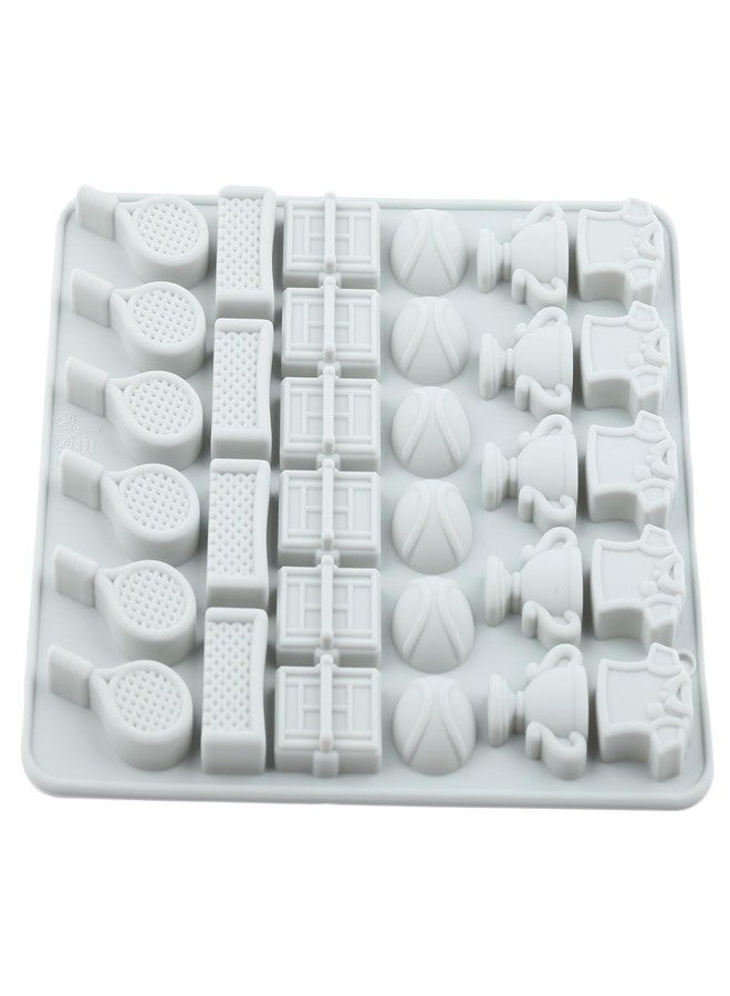 YIMINGMOLD قوالب حلوى سيليكون YIMINGMOLD ذات 32 تجويفًا بتصميم مضرب تنس وكأس شوكولاتة لتزيين الكب كيك والشوكولاتة - Image 4