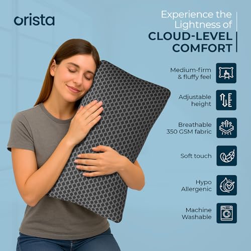 Orista Premium Microfiber Pillow Pack of 2 | 16" x 24"| Soft, Fluffy, Supportive Sleeping Bed Pillow | Ideal for Back, Side & Stomach Sleepers | Premium Black Cover - Image 2