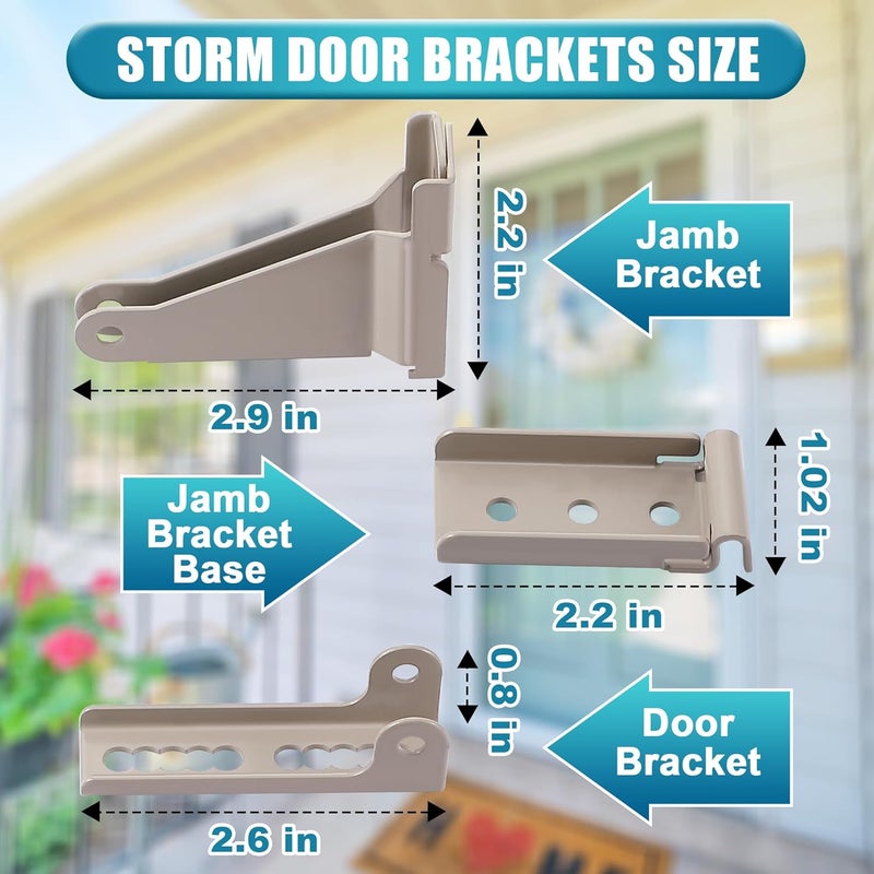 Dreyoo Storm Door Closer Kit Compatible with Andersen/Emco/Larson/40201/Pella, Screen Door Closer Replacement Parts with Brackets, Mounting Screws and Pins (Beige) - Image 4