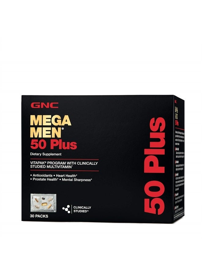 GNC Mega Men 50 Plus Vitapak | Antioxidants, Heart Health, Prostate Health, and Mental Sharpness | 30 Count - Image 1