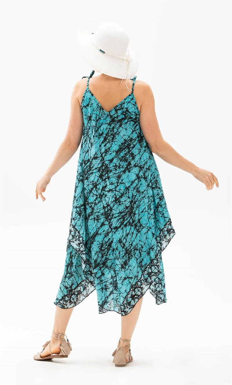 Eliş Şile Bezi Tie Strap Midi Dress