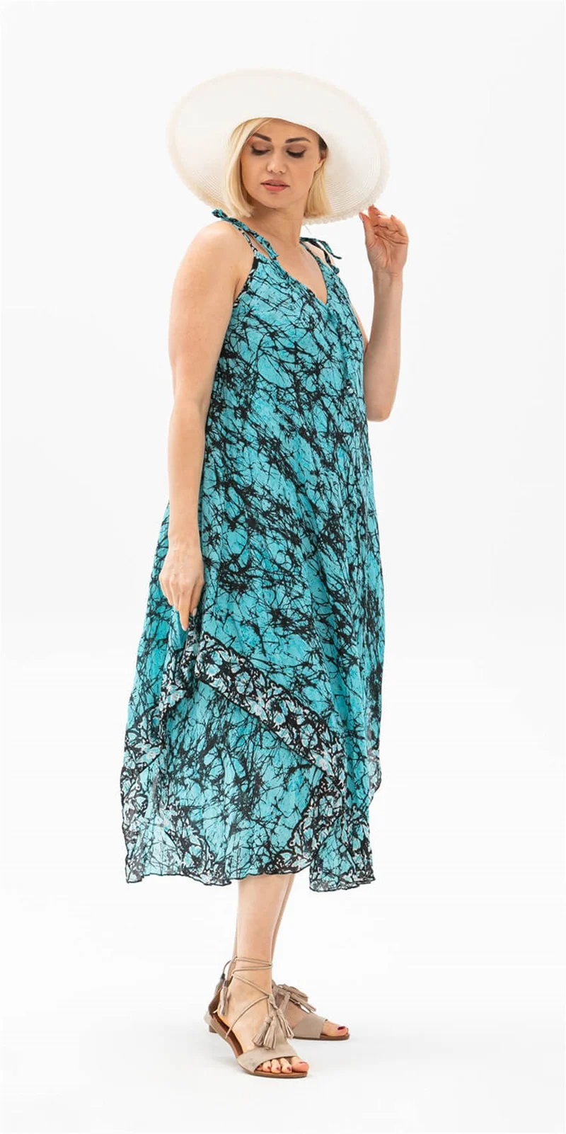 Eliş Şile Bezi Tie Strap Midi Dress