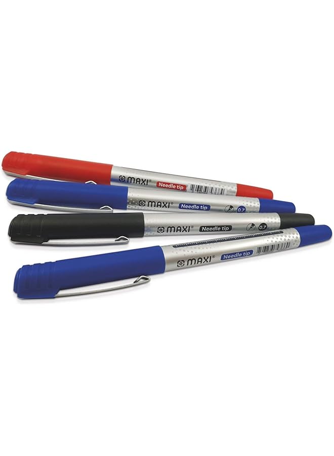 ماكسي قلم حبر جاف برأس إبرة مقاس 0.7 مم، عبوة من 8 قطع، 5 أزرق + 2 أسود + 1 أحمر - Image 2