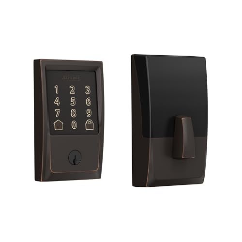 SCHLAGE قفل شلاغ إنكود الذكي WiFi للباب الأمامي - دخول بدون مفتاح مع تطبيق أو شاشة تعمل باللمس - يعمل مع أليكسا، هاي جوجل، وAirbnb - إنشاء رموز للضيوف - برونز قديم - Image 1