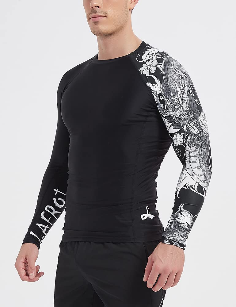 LAFROI Men's Long Sleeve UPF 50+ Baselayer Skins Performance Fit Compression Rash Guard-CLYYB Asym Dragon Size SM - Image 5