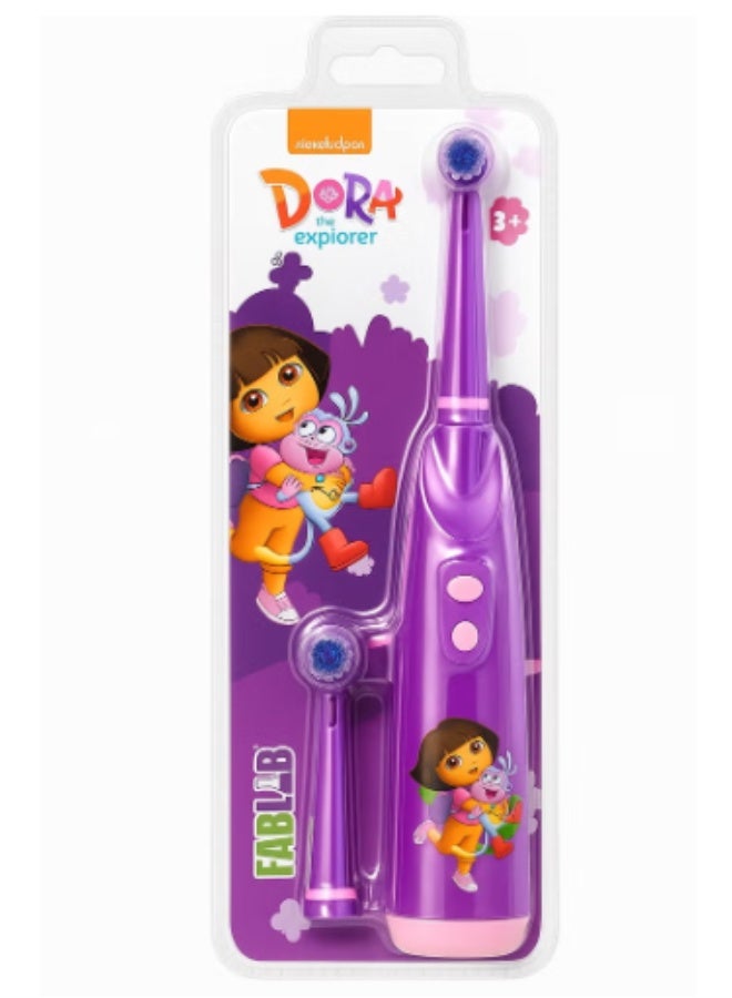 نكلوديون فرشاة أسنان ناعمة تعمل بالبطارية من نيكلوديون دورا المستكشفة بمقبض مطاطي وفرشاة إضافية