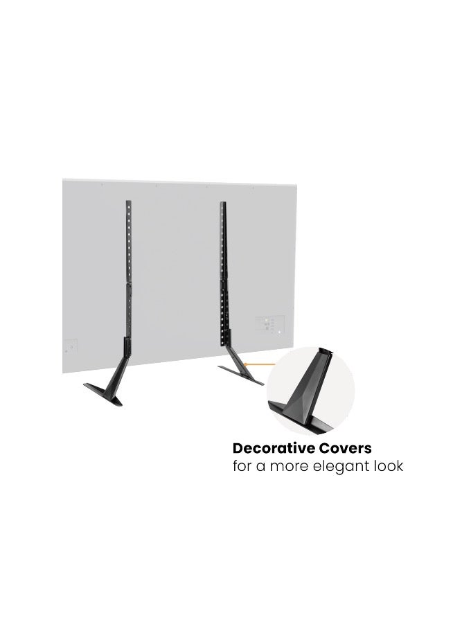 نيوستار حامل تلفزيون نيوستار عالمي 23–75 بوصة للشاشات المسطحة LCD/LED، حامل طاولة للتلفزيون يتحمل حتى 40 كجم، ارتفاع قابل للتعديل مع فتحات VESA حتى 800x400 مم – أسود - Image 2