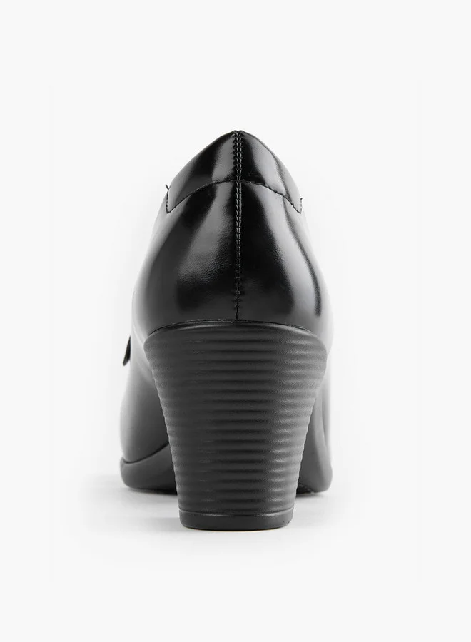 Flora Bella By Shoexpress Snaffle Detail Slip-On Shoes with Block Heels
