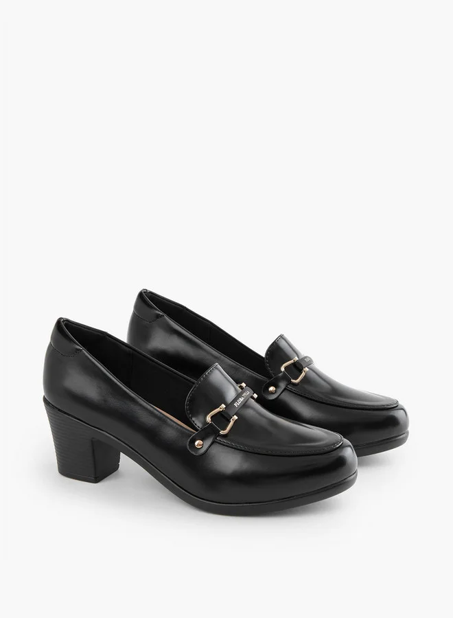 Flora Bella By Shoexpress Snaffle Detail Slip-On Shoes with Block Heels