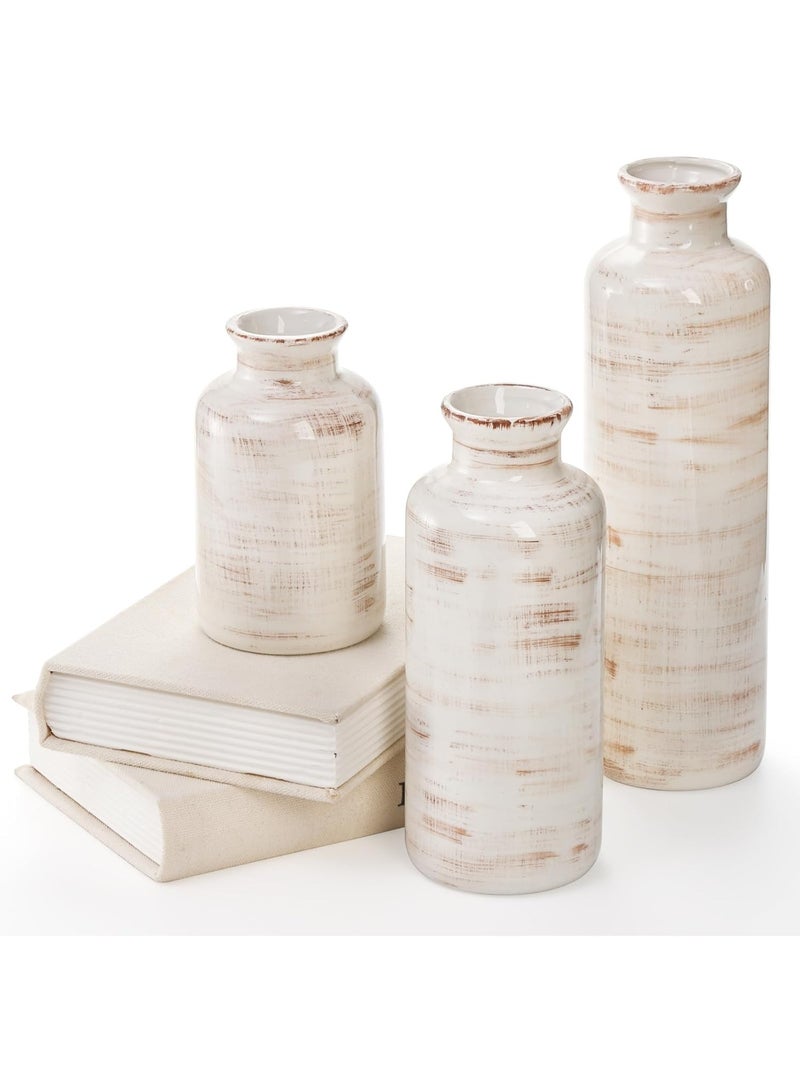 Bukela Ceramic Vase Set of 3, Rustic Ceramic Flower Vase for Home Decor, Boho Decorative vase for Room, Centerpiece,Table, Shelf, Mantel and Entryway Decor - Image 4