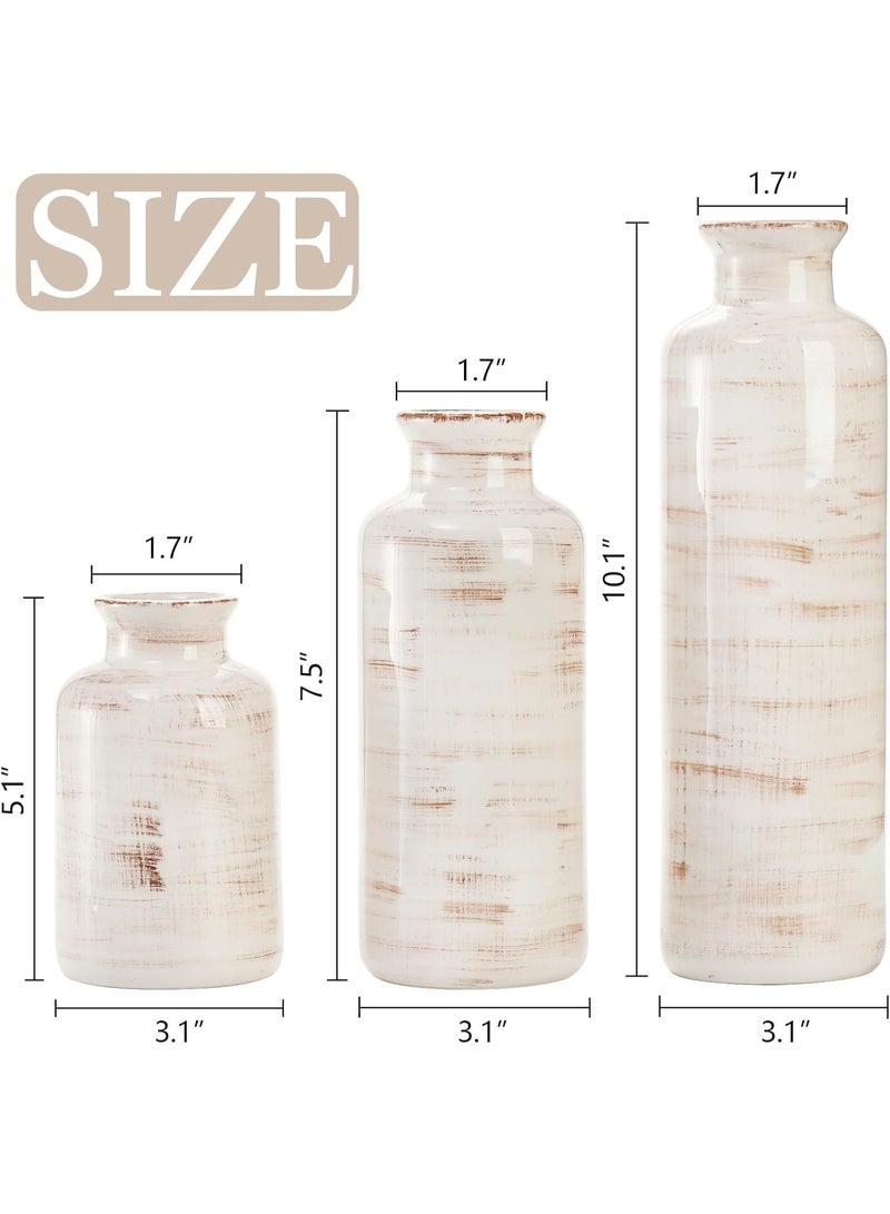 Bukela Ceramic Vase Set of 3, Rustic Ceramic Flower Vase for Home Decor, Boho Decorative vase for Room, Centerpiece,Table, Shelf, Mantel and Entryway Decor - Image 2