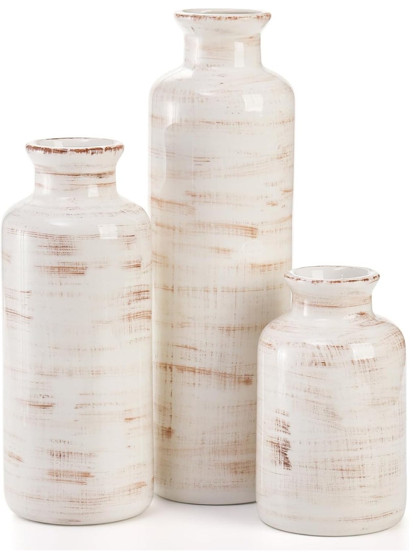 Bukela Ceramic Vase Set of 3, Rustic Ceramic Flower Vase for Home Decor, Boho Decorative vase for Room, Centerpiece,Table, Shelf, Mantel and Entryway Decor - Image 1