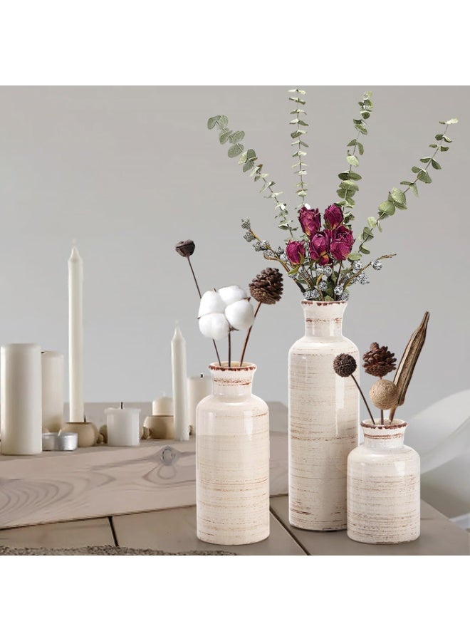 Bukela Ceramic Vase Set of 3, Rustic Ceramic Flower Vase for Home Decor, Boho Decorative vase for Room, Centerpiece,Table, Shelf, Mantel and Entryway Decor - Image 5