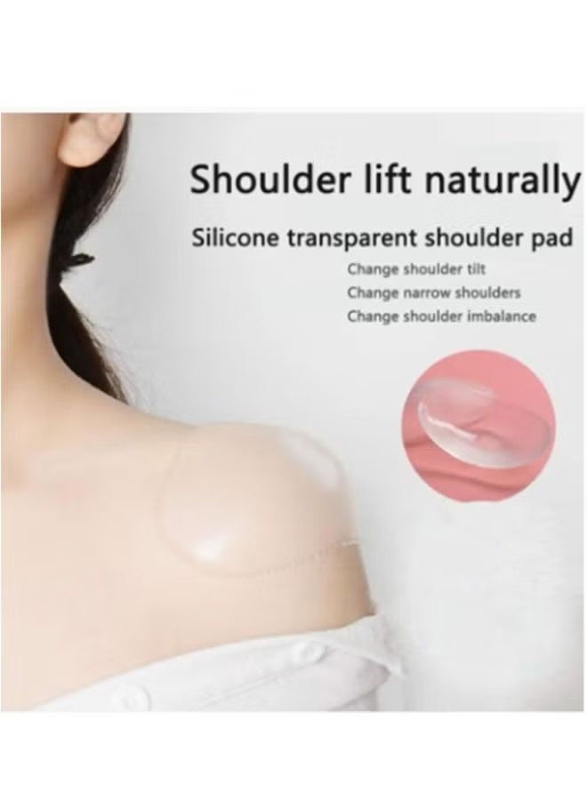 واي جيه 1 وسائد الكتف المزدوجة، وسائد الكتف اللينة غير المنزلقة ذاتية اللصق من السيليكون غير المرئية، وسائد الكتف ذات المظهر الأيمن لبذلة الرجال النسائية، وسائد الكتف ذات السترة الواقية (شفاف) - Image 5