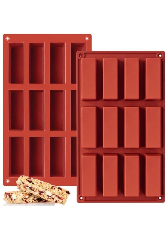 1 Pack Silicone Granola Bar Molds, 12 Cavity Rectangle Protein Bar Mold,  Silicone Bar Molds for Baking Chocolate, Candy, Cereal,  Energy Butter, Brownie Bars - Image 1