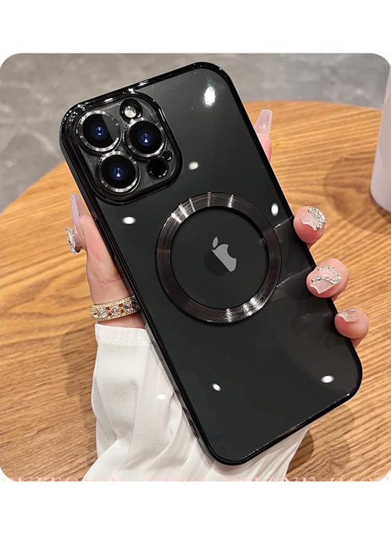 Rock Pow Magnetic Clear for iPhone 14 Pro Max Case with Full Camera Lens Protection Perfect Match for MagSafe Shock Proof Drop Protection Slim Luxury for Women Girls Men 6.7 inch  - Image 1