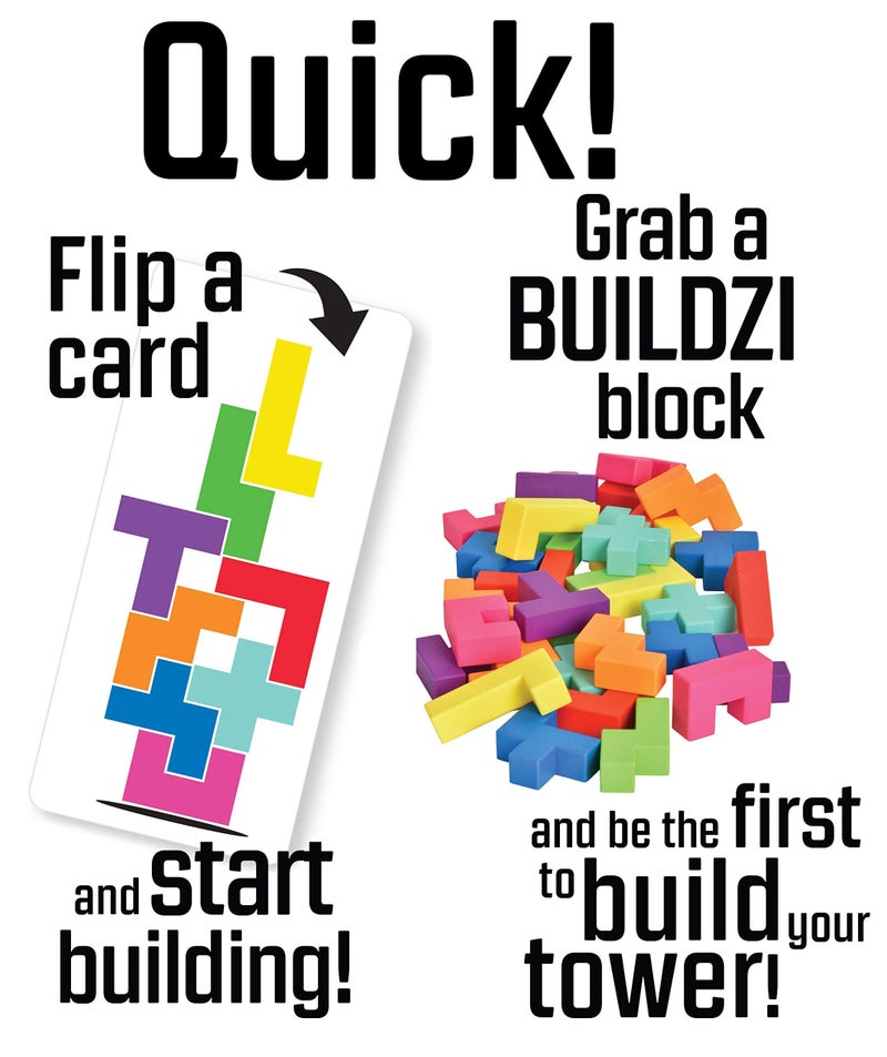 Tenzi BUILDZI by TENZI - The Fast Stacking Building Block Game for The Whole Family - 2 to 4 Players Ages 6 to 96 - Plus Fun Party Games for up to 8 Players - Image 3