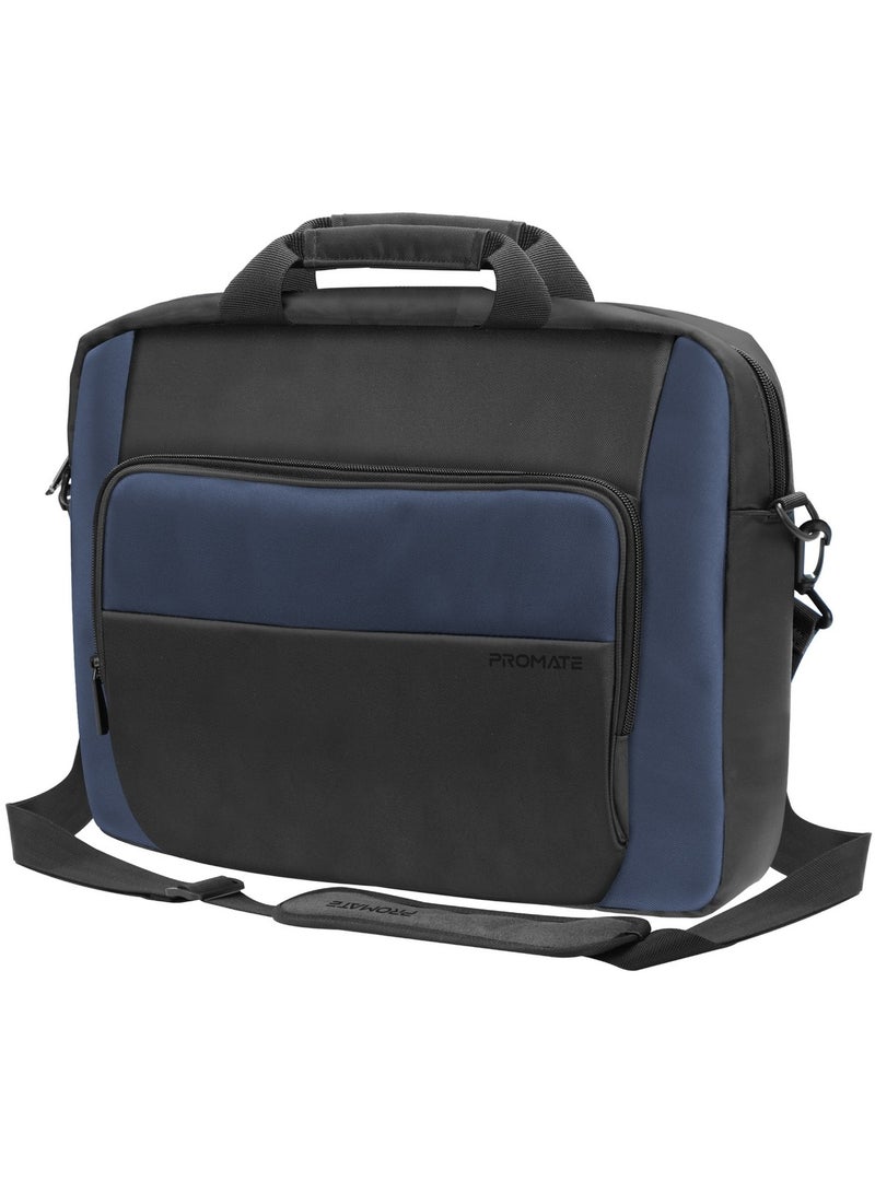 PROMATE Promate Laptop Bag, Premium Durable Lightweight Messenger Bag with Multiple Spacious Compartments, Water-Resistance, Luggage Belt and Secure Zippers for 15.6-inch Laptops, Tablets, Limber-MB.Black  - Image 1