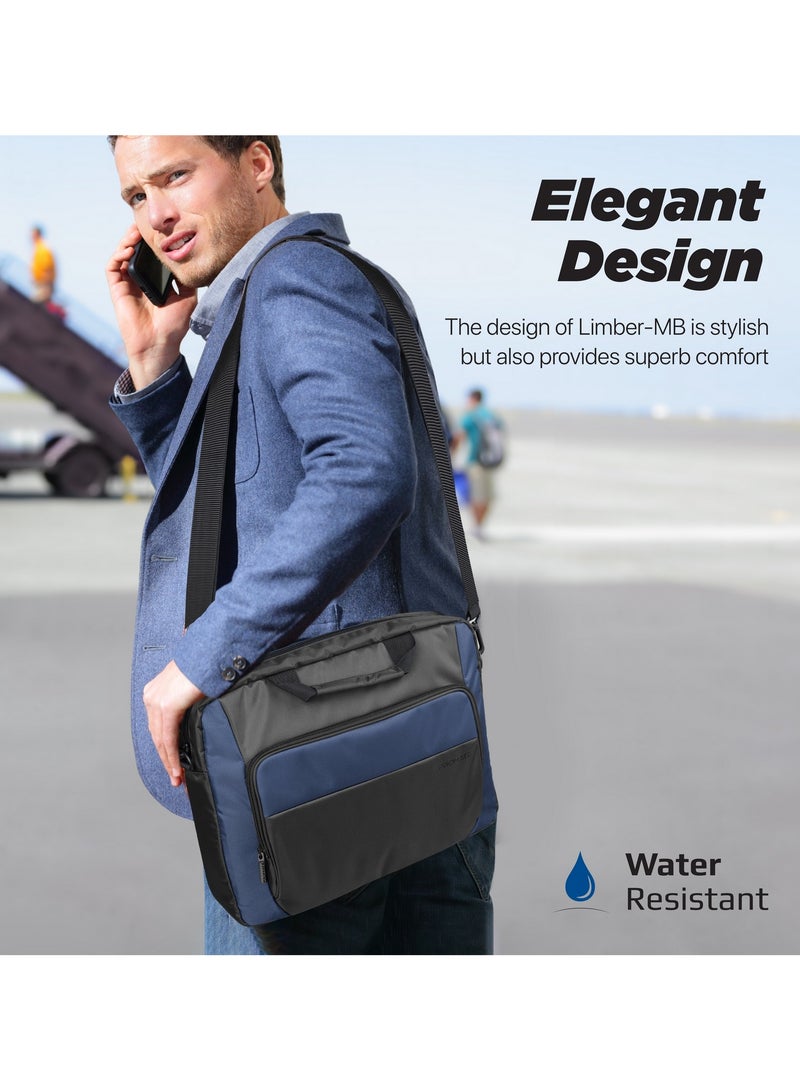 PROMATE Promate Laptop Bag, Premium Durable Lightweight Messenger Bag with Multiple Spacious Compartments, Water-Resistance, Luggage Belt and Secure Zippers for 15.6-inch Laptops, Tablets, Limber-MB.Black  - Image 2