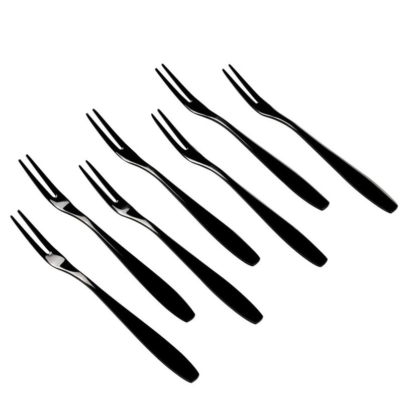 Wekioger 12 Piece Mini Cake Fork Black Stainless Steel Fruit Fork